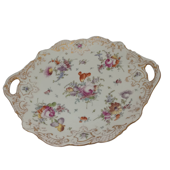 Dresden Franziska Hirsch Hand Painted 2 Handled Platter - Picture 8 of 8